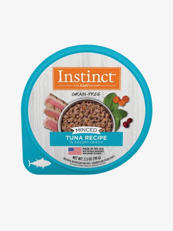 Instinct Grain-Free Minced Recipe with Real Tuna Wet Cat Food Cups 3.5 oz *Contain Pork Instinct Grain-Free Minced Recipe with Real Tuna Wet Cat Food Cups 3.5 oz *Contain Pork
