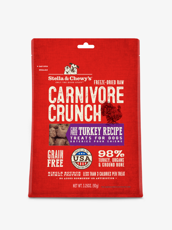 Stella & Chewy's Freeze Dried Raw Carnivore Crunch (Turkey) Dog Treats 3.25oz Stella & Chewy's Freeze Dried Raw Carnivore Crunch (Turkey) Dog Treats 3.25oz