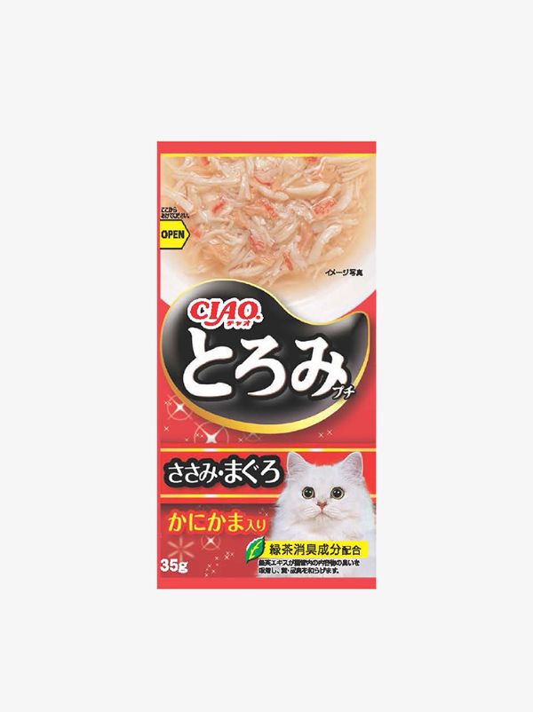 CICR133 Ciao Toromi Line Pouches Cat Treats (Tuna & Crab stick), 35g x 4 CICR133 Ciao Toromi Line Pouches Cat Treats (Tuna & Crab stick), 35g x 4