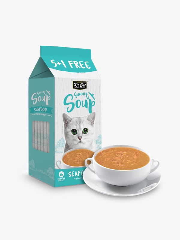 Kit Cat Savoury Soup Wet Food Pouches for Cats - Seafood (50g x 6) Kit Cat Savoury Soup Wet Food Pouches for Cats - Seafood (50g x 6)